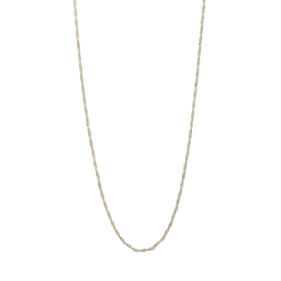 10KT Gold 2-Tone Rope Chain 018 Necklace Bijoux Signé Luxo 16" Yellow/White 