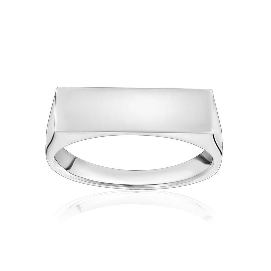 10KT Gold Bar Ring 032 Ring Bijoux Signé Luxo 5 WHITE GOLD Cursive