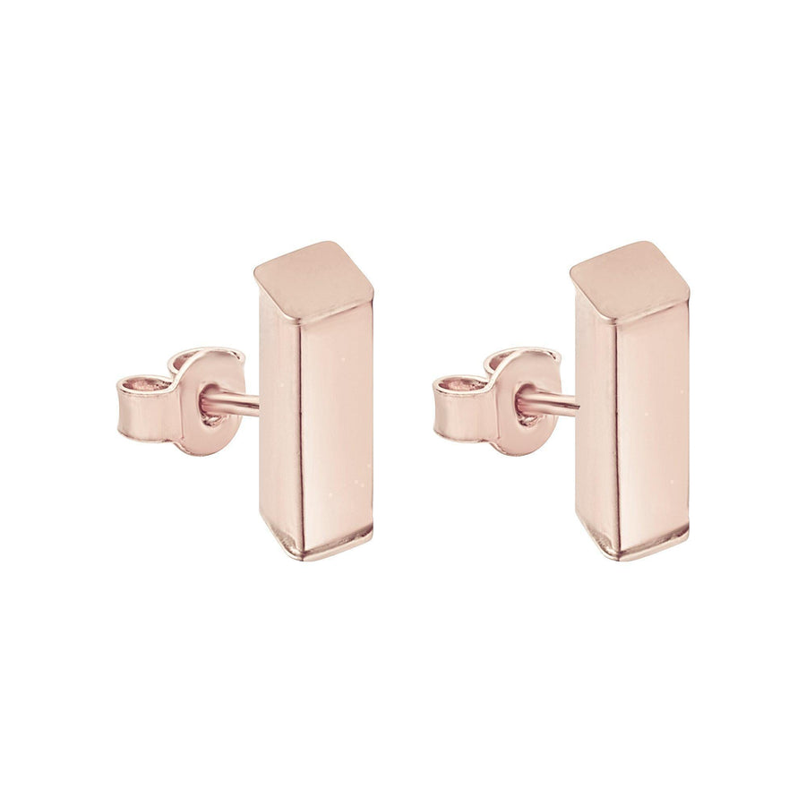 10KT Gold Bar Studs 001 Earrings Bijoux Signé Luxo Rose 