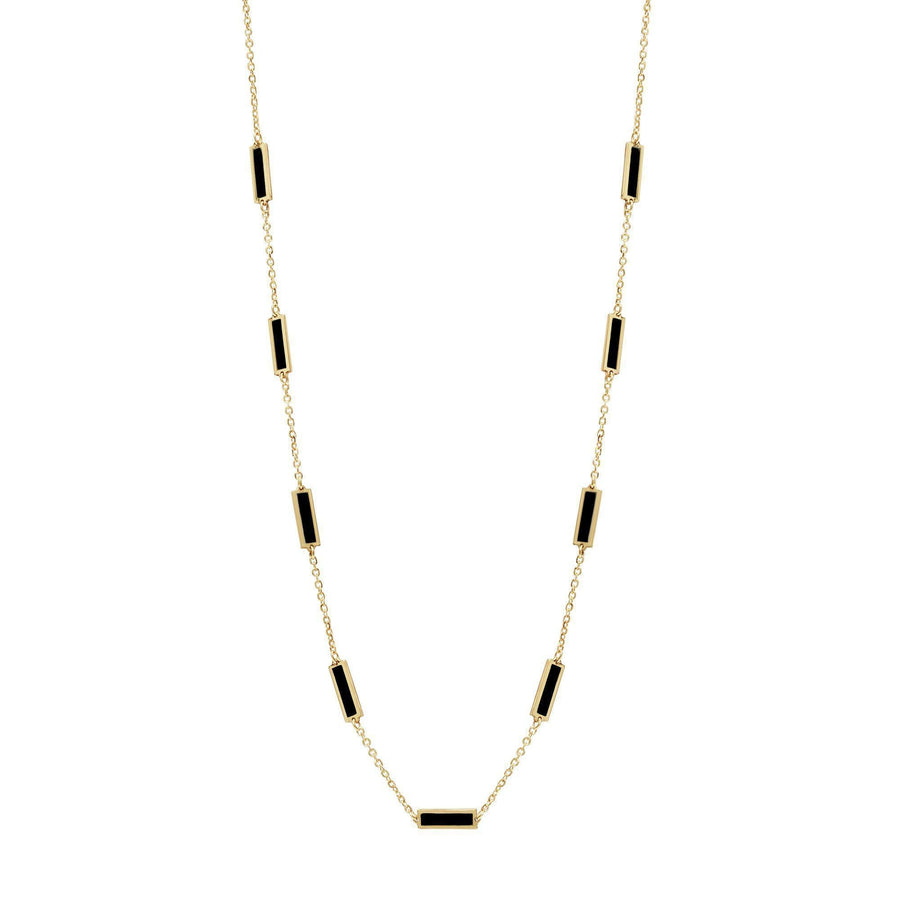 10KT Gold Bars By The Yard Necklace 035 Necklace Bijoux Signé Luxo Black 