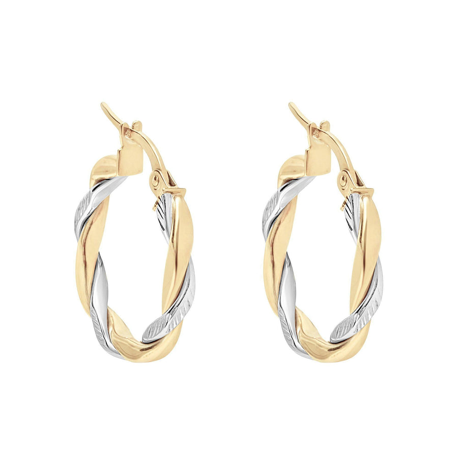 10KT Gold Bella Hoops 041 Earrings Bijoux Signé Luxo 15 mm 