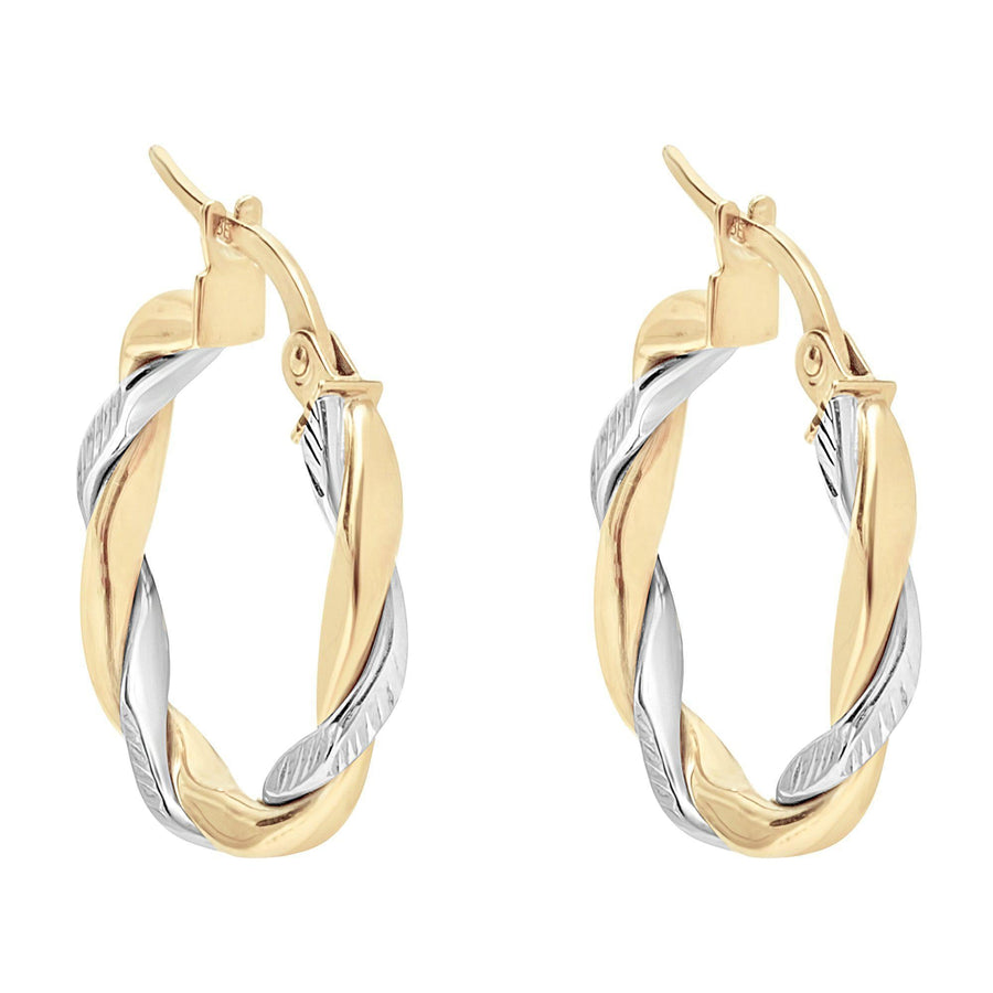 10KT Gold Bella Hoops 041 Earrings Bijoux Signé Luxo 25 mm 