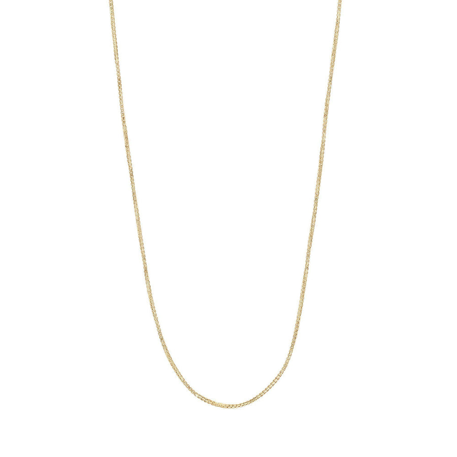10KT Gold Box Chain 005 Necklace Bijoux Signé Luxo 0.8 mm Yellow 16"