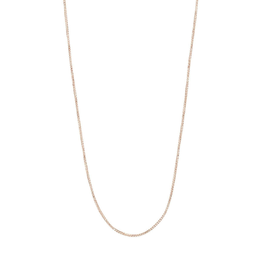 10KT Gold Box Chain 005 Necklace Bijoux Signé Luxo 1.0 mm Rose Gold 16"
