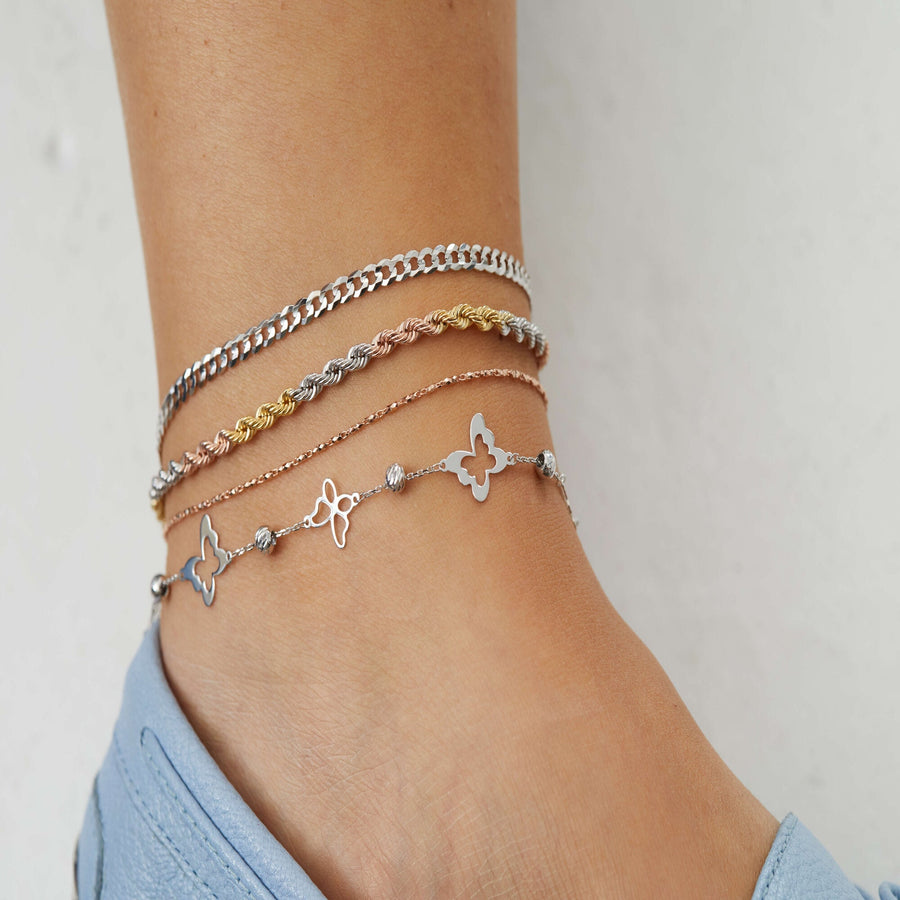 10KT Gold Butterfly By The Yard Anklet 003 Anklet Bijoux Signé Luxo 