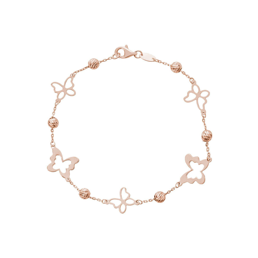 10KT Gold Butterfly By The Yard Anklet 003 Anklet Bijoux Signé Luxo Rose Gold 