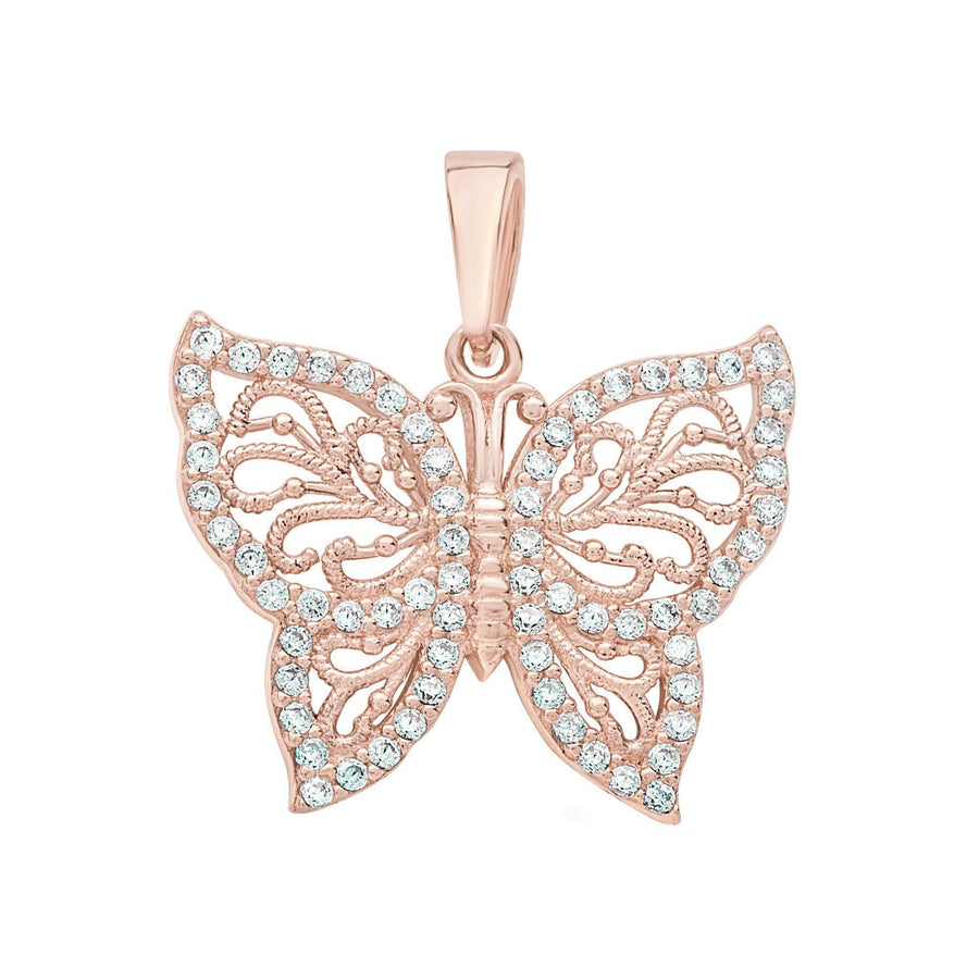 10KT Gold Butterfly Pendant 002 Pendant Bijoux Signé Luxo Rose Gold 