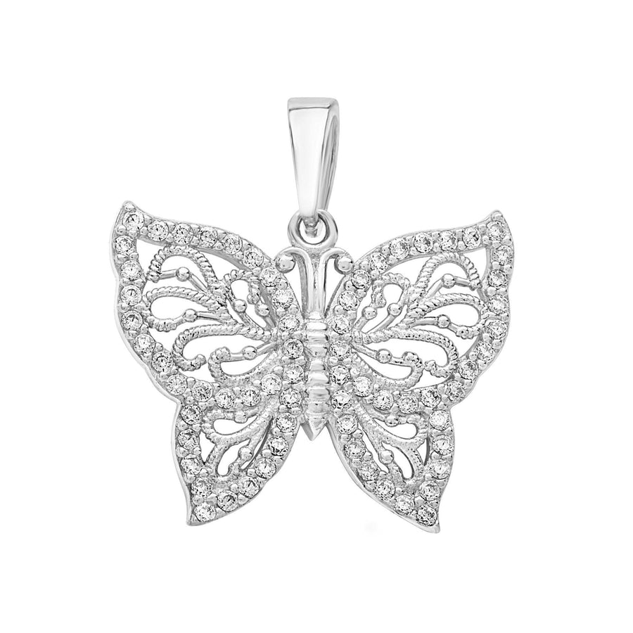10KT Gold Butterfly Pendant 002 Pendant Bijoux Signé Luxo White 
