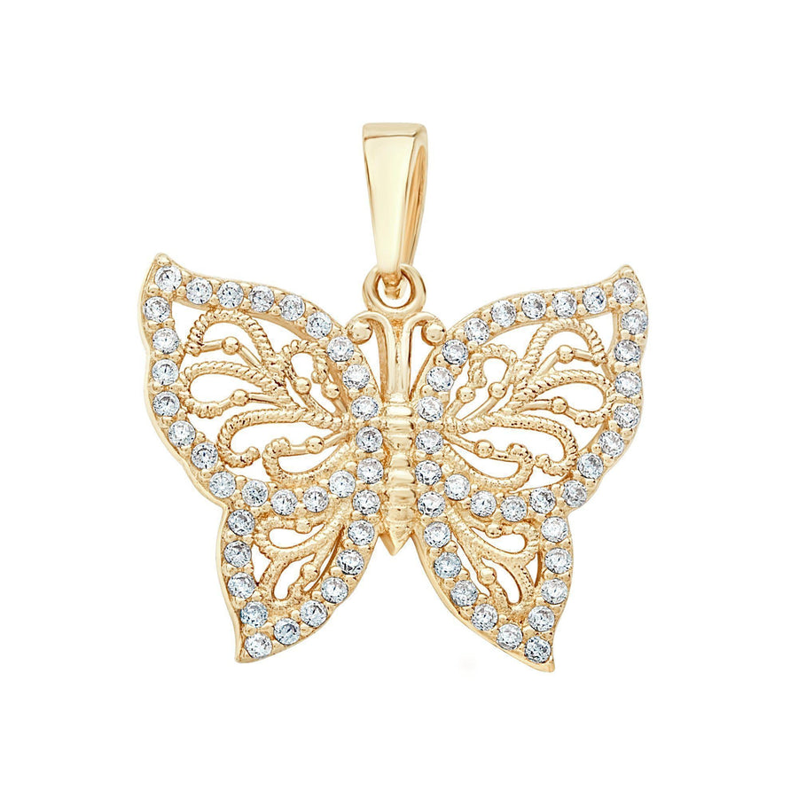 10KT Gold Butterfly Pendant 002 Pendant Bijoux Signé Luxo Yellow 