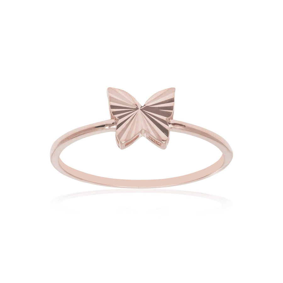 10KT Gold Butterfly Ring 100 Ring Bijoux Signé Luxo 5 ROSE GOLD 