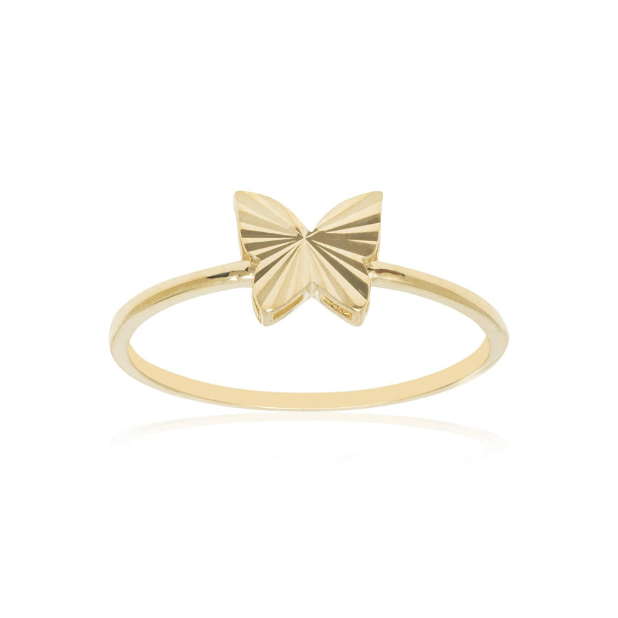 10KT Gold Butterfly Ring 100 Ring Bijoux Signé Luxo 5 YELLOW GOLD 