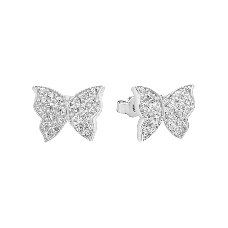 10KT Gold Butterfly Studs 010 Earrings Bijoux Signé Luxo White 