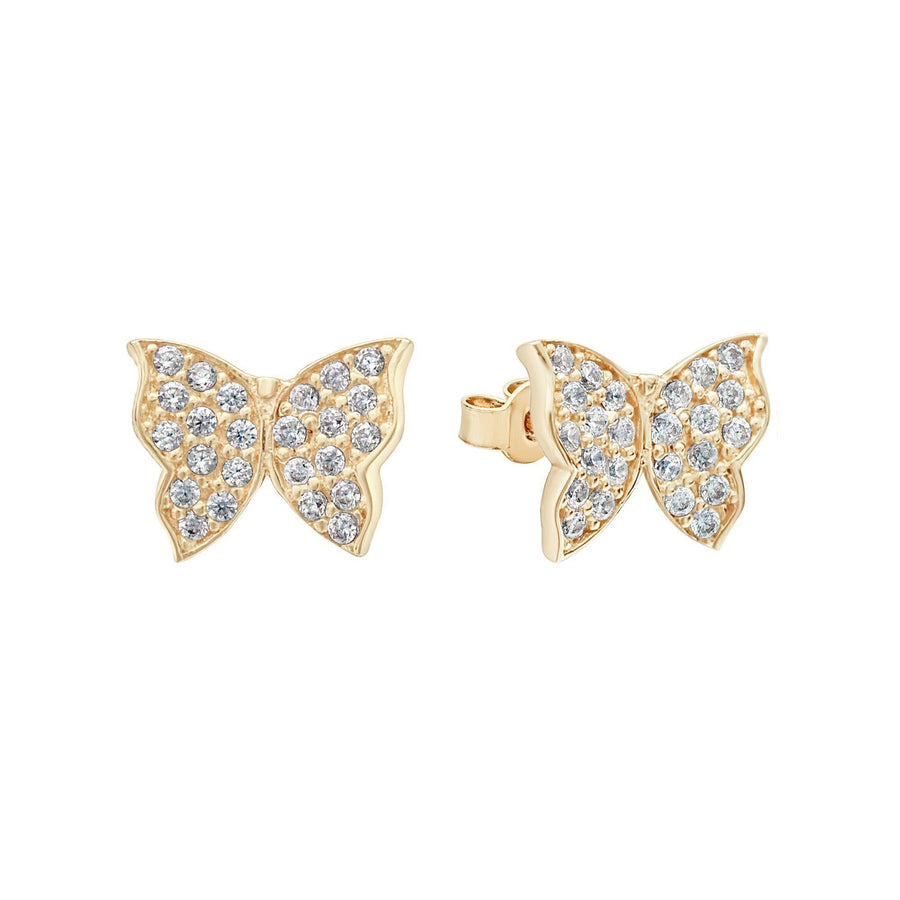10KT Gold Butterfly Studs 010 Earrings Bijoux Signé Luxo Yellow 
