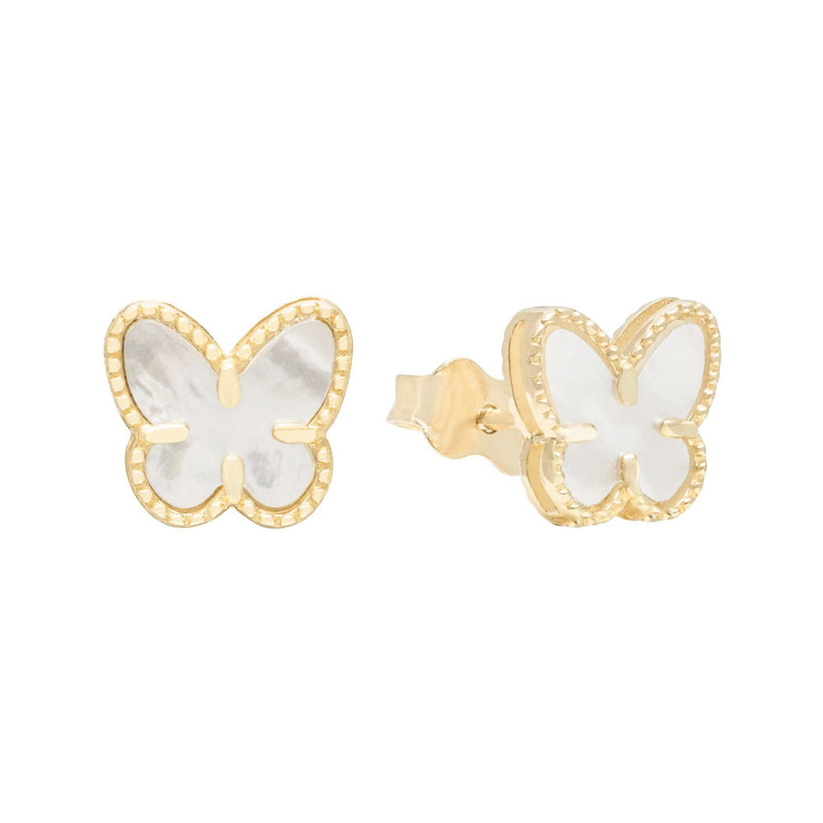 10KT Gold Butterfly Studs 070 Earrings Bijoux Signé Luxo Yellow 