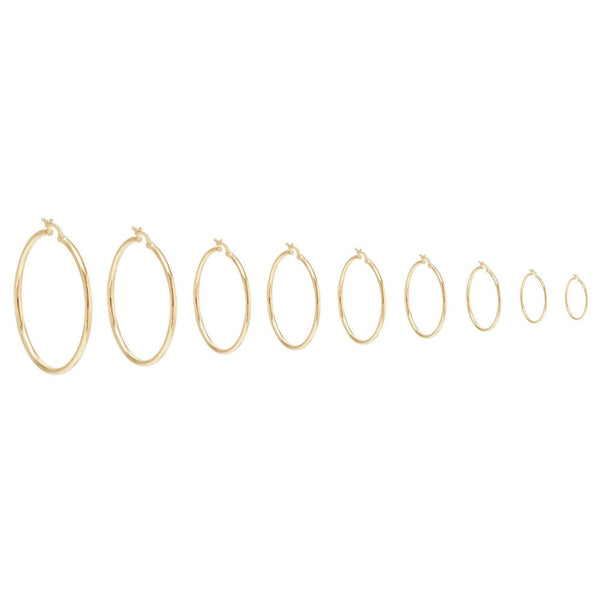 10KT Gold Classic Hoops 052 Earrings Bijoux Signé Luxo 