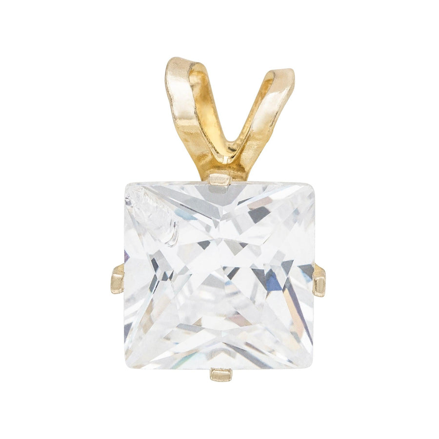 10KT Gold Classic Princess Cut Cubic Pendant 051 Pendant Bijoux Signé Luxo 