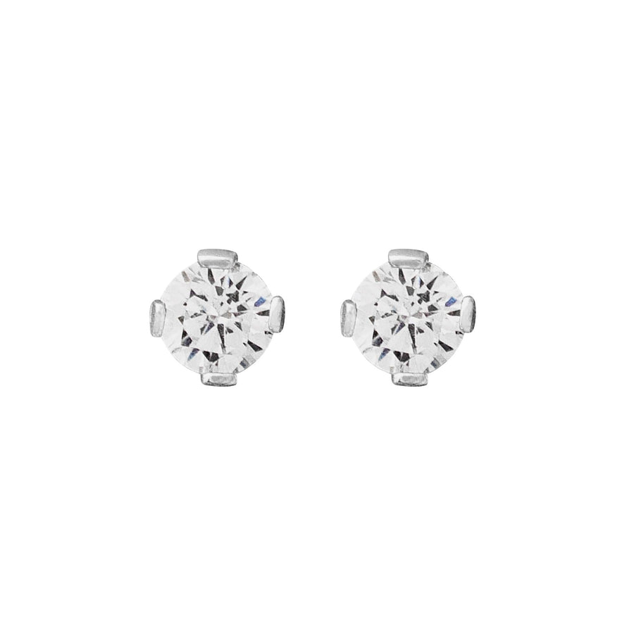 10KT Gold Classic Round Cut Cubic Studs 098 Earrings Bijoux Signé Luxo White 0.05 ct 