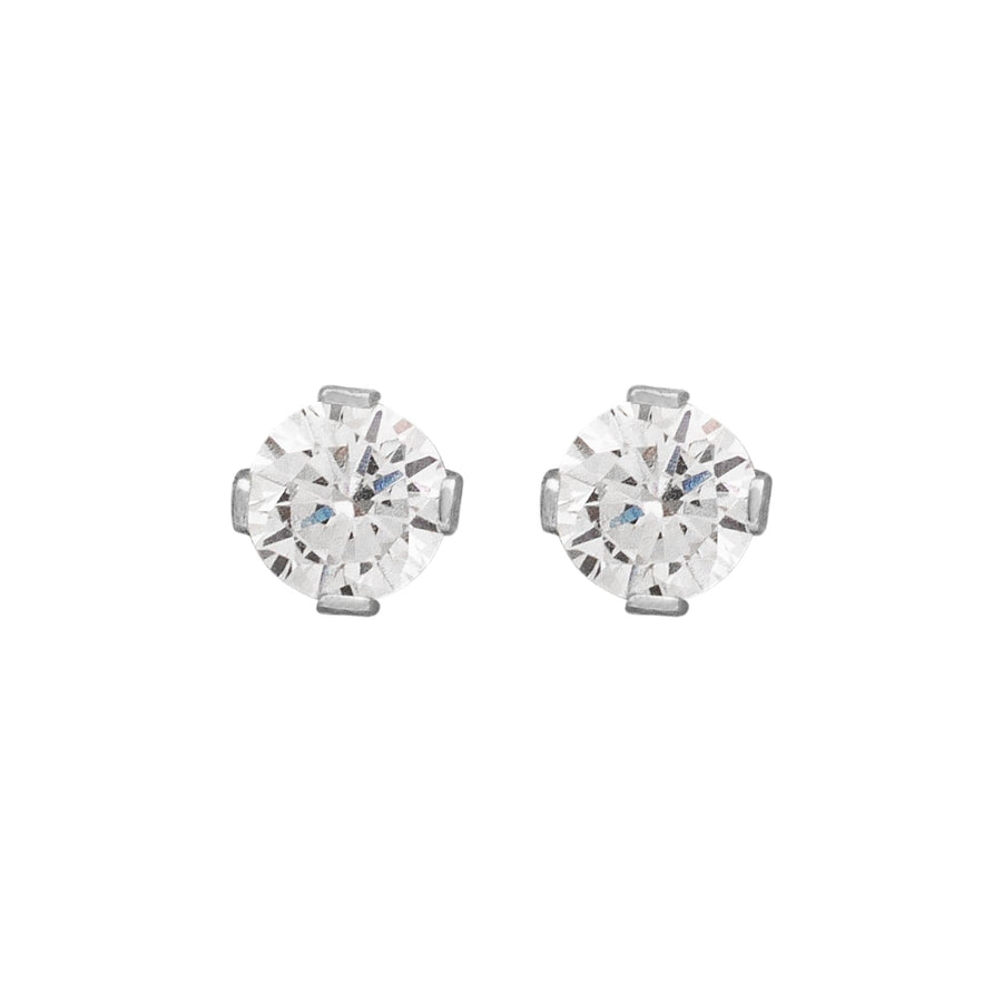 10KT Gold Classic Round Cut Cubic Studs 098 Earrings Bijoux Signé Luxo White 0.10 ct 