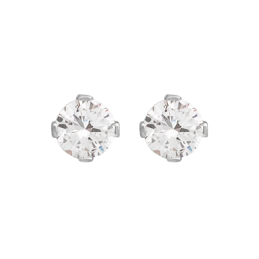 10KT Gold Classic Round Cut Cubic Studs 098 Earrings Bijoux Signé Luxo White 0.15 ct 