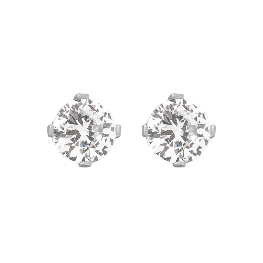 10KT Gold Classic Round Cut Cubic Studs 098 Earrings Bijoux Signé Luxo White 0.20 ct 