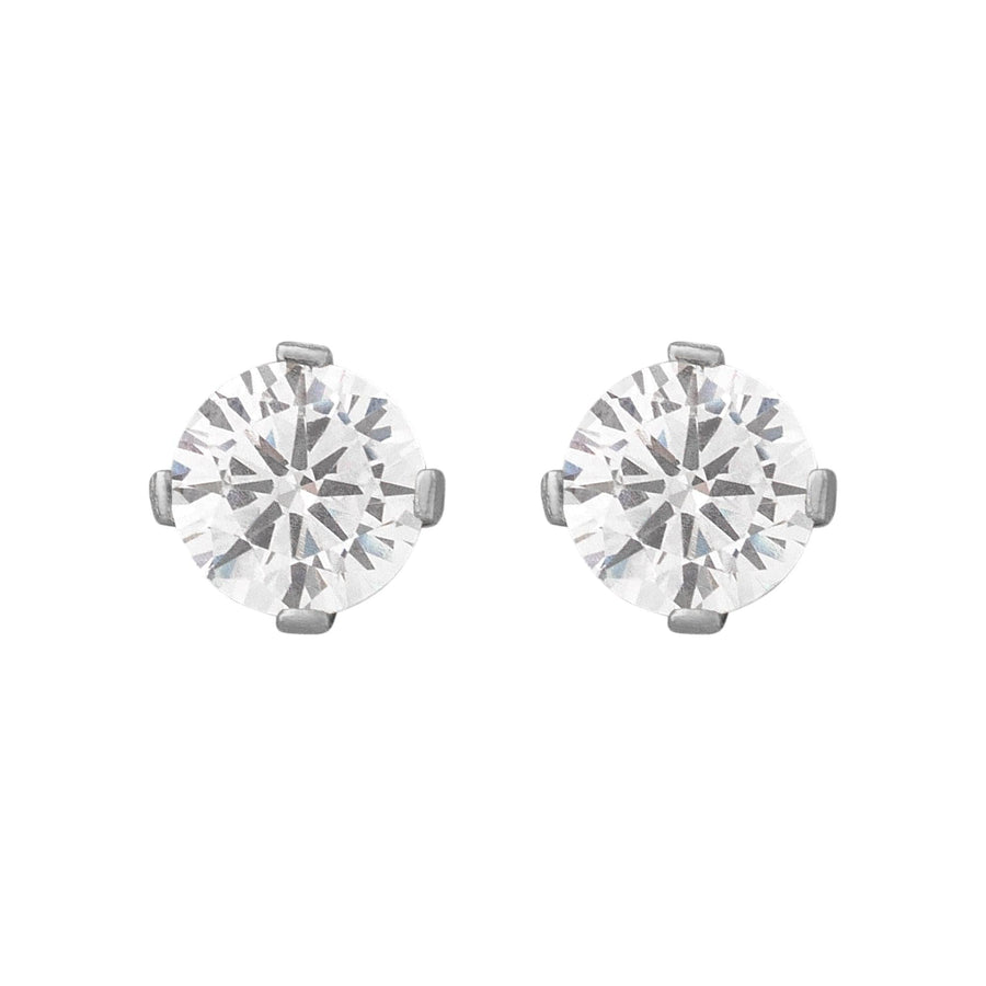 10KT Gold Classic Round Cut Cubic Studs 098 Earrings Bijoux Signé Luxo White 0.25 ct 