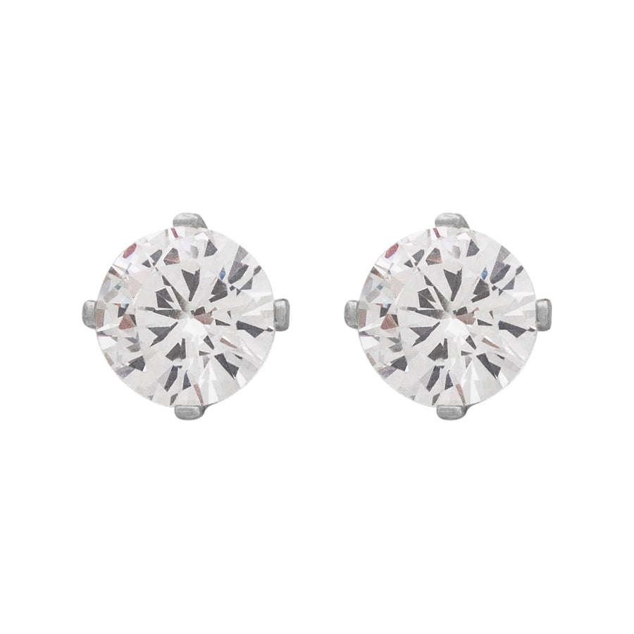 10KT Gold Classic Round Cut Cubic Studs 098 Earrings Bijoux Signé Luxo White 0.50 ct 