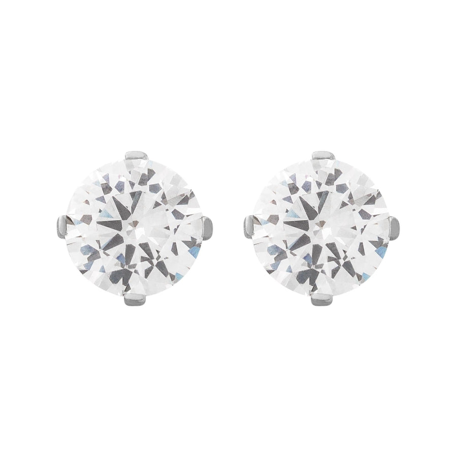 10KT Gold Classic Round Cut Cubic Studs 098 Earrings Bijoux Signé Luxo White 0.75 ct 