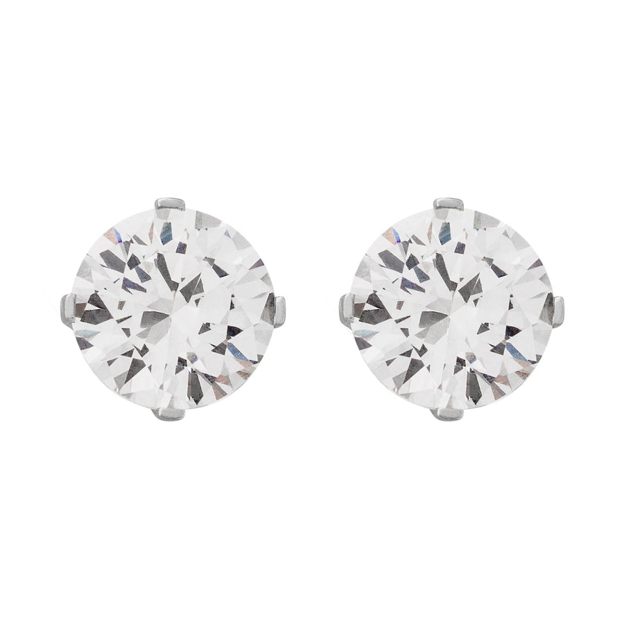 10KT Gold Classic Round Cut Cubic Studs 098 Earrings Bijoux Signé Luxo White 1 ct 