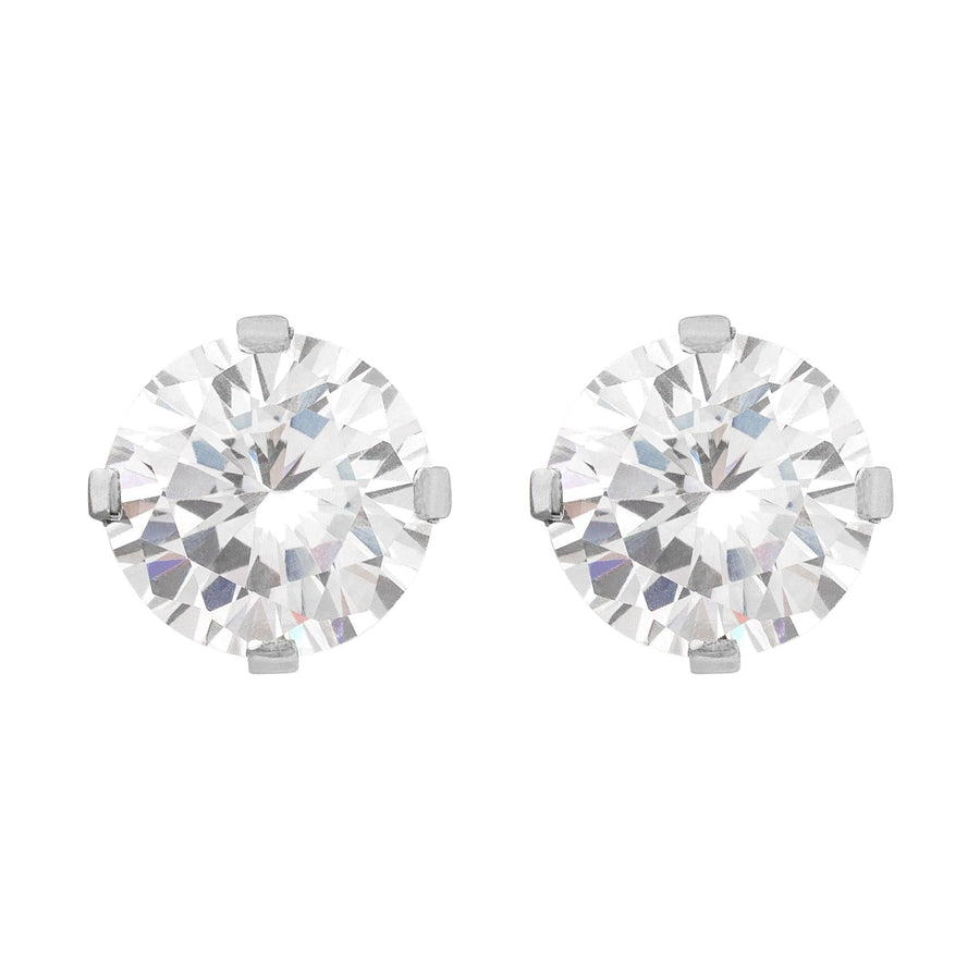 10KT Gold Classic Round Cut Cubic Studs 098 Earrings Bijoux Signé Luxo White 1.50 ct 