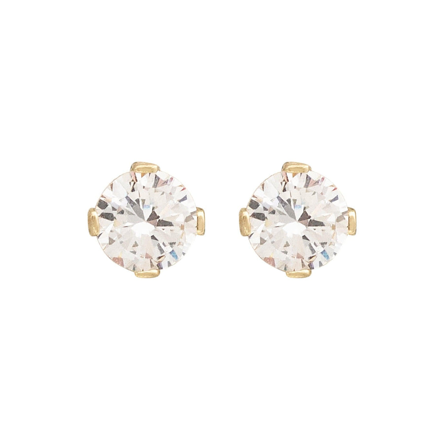 10KT Gold Classic Round Cut Cubic Studs 098 Earrings Bijoux Signé Luxo Yellow 0.15 ct 