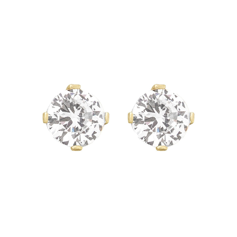 10KT Gold Classic Round Cut Cubic Studs 098 Earrings Bijoux Signé Luxo Yellow 0.20 ct 