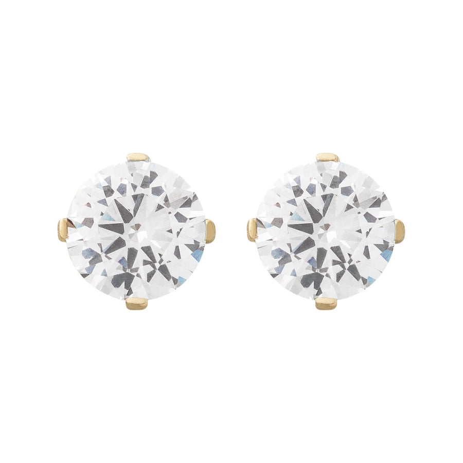 10KT Gold Classic Round Cut Cubic Studs 098 Earrings Bijoux Signé Luxo Yellow 0.75 ct 