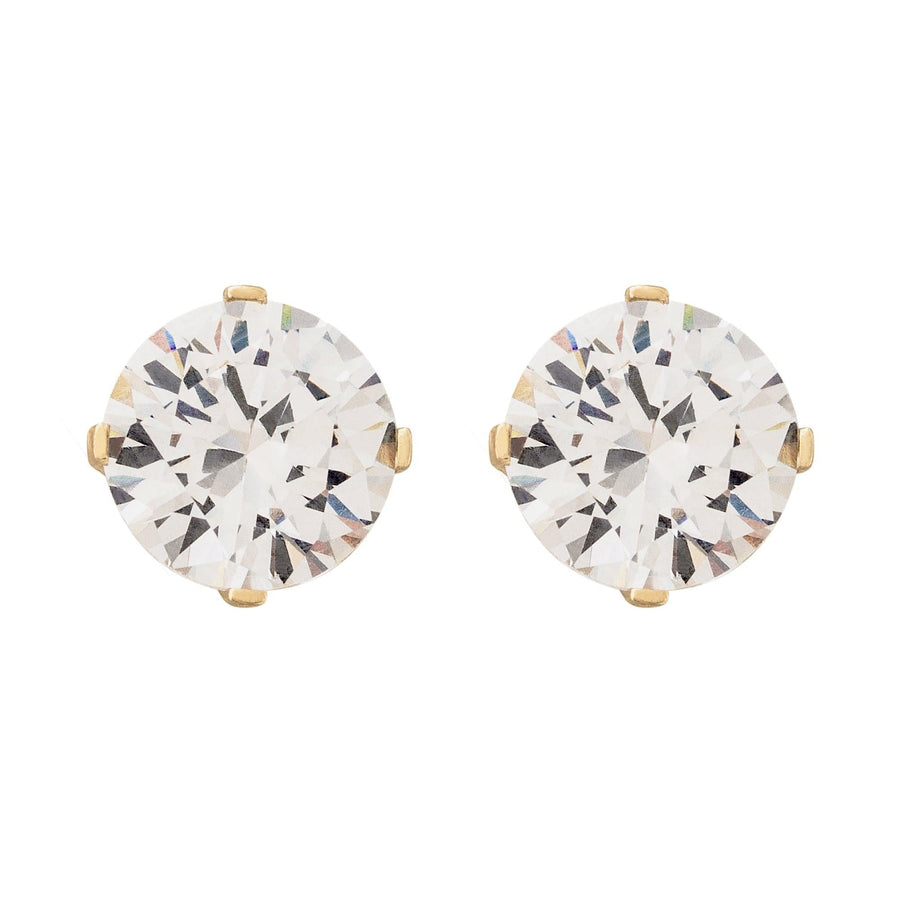 10KT Gold Classic Round Cut Cubic Studs 098 Earrings Bijoux Signé Luxo Yellow 1 ct 