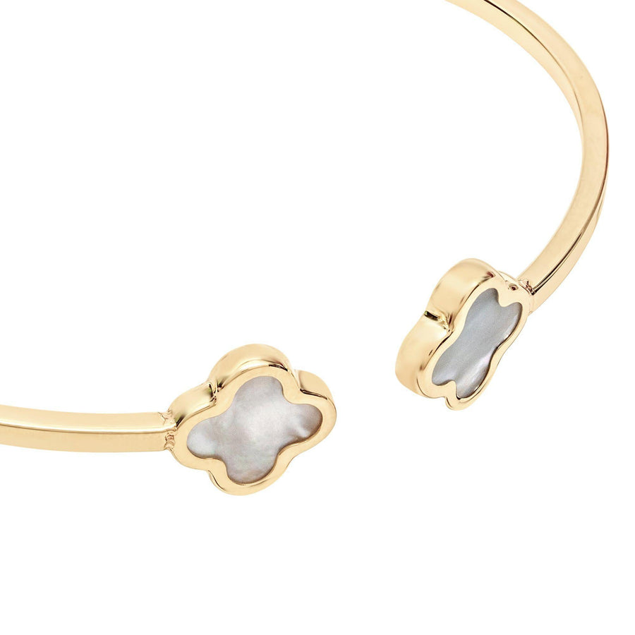 10KT Gold Clover Bangle 063 Bracelet Bijoux Signé Luxo Mother of Pearl 