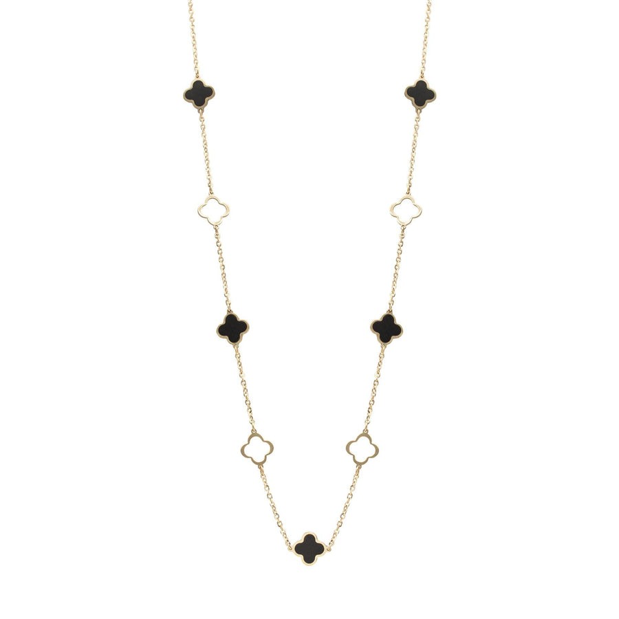 10KT Gold Clover Necklace 039 Necklace Bijoux Signé Luxo Black 
