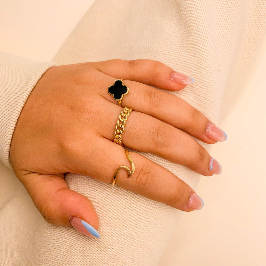 10KT Gold Clover Ring 094 Ring Bijoux Signé Luxo 