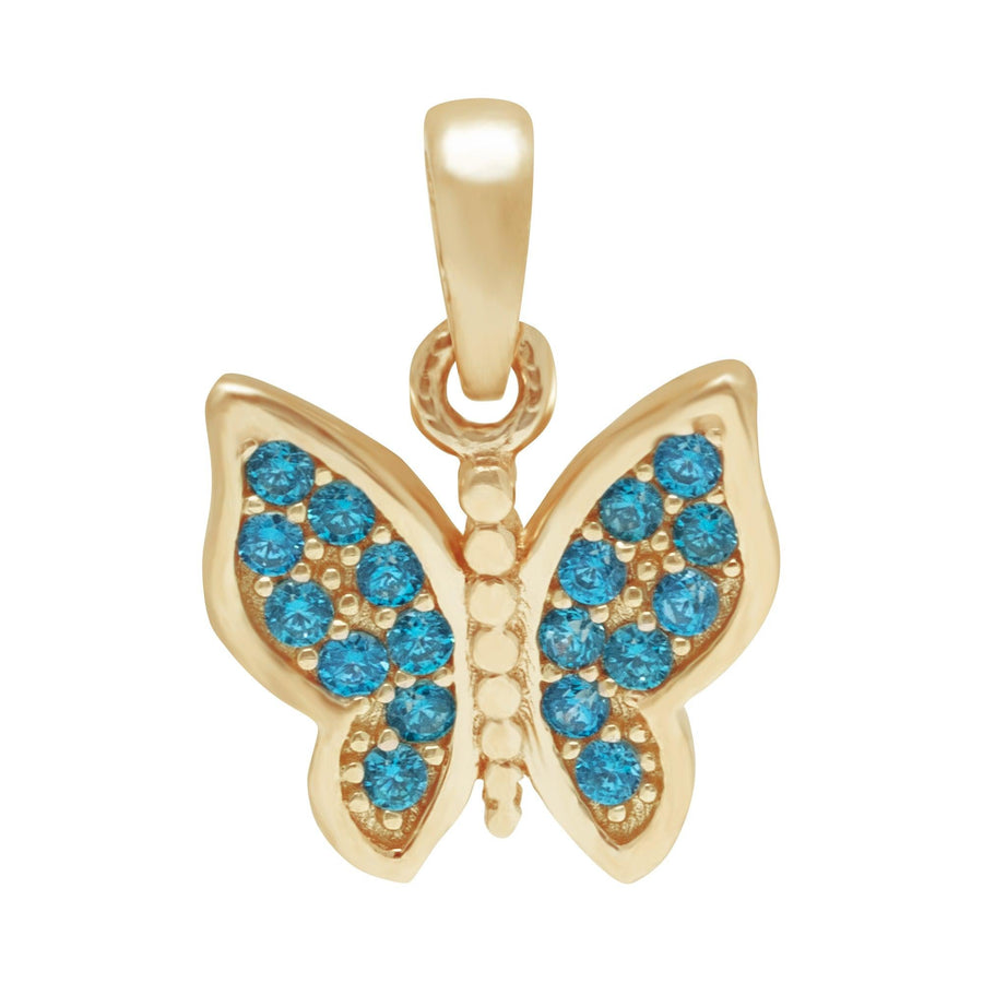 10KT Gold Coloured Butterfly Pendant 050 Pendant Bijoux Signé Luxo Blue 