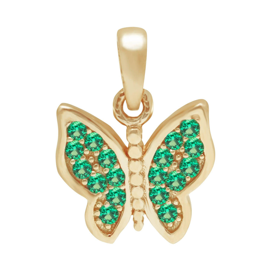 10KT Gold Coloured Butterfly Pendant 050 Pendant Bijoux Signé Luxo Green 