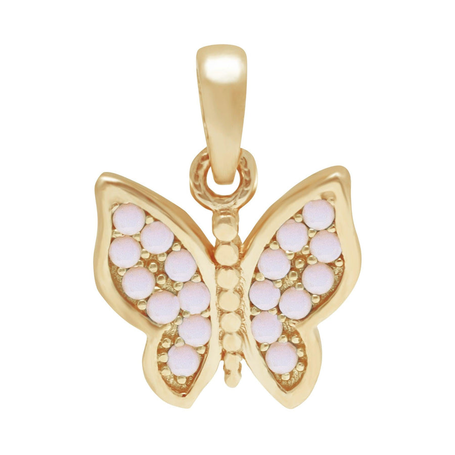 10KT Gold Coloured Butterfly Pendant 050 Pendant Bijoux Signé Luxo Mother of Pearl 