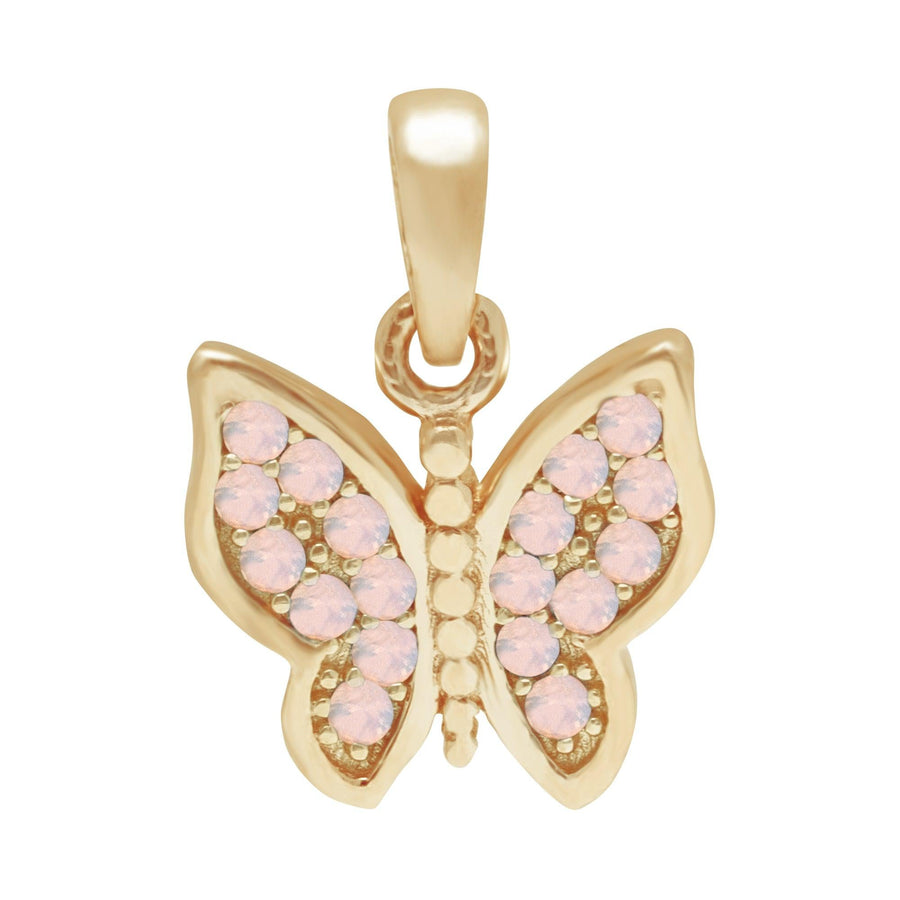 10KT Gold Coloured Butterfly Pendant 050 Pendant Bijoux Signé Luxo Pink 