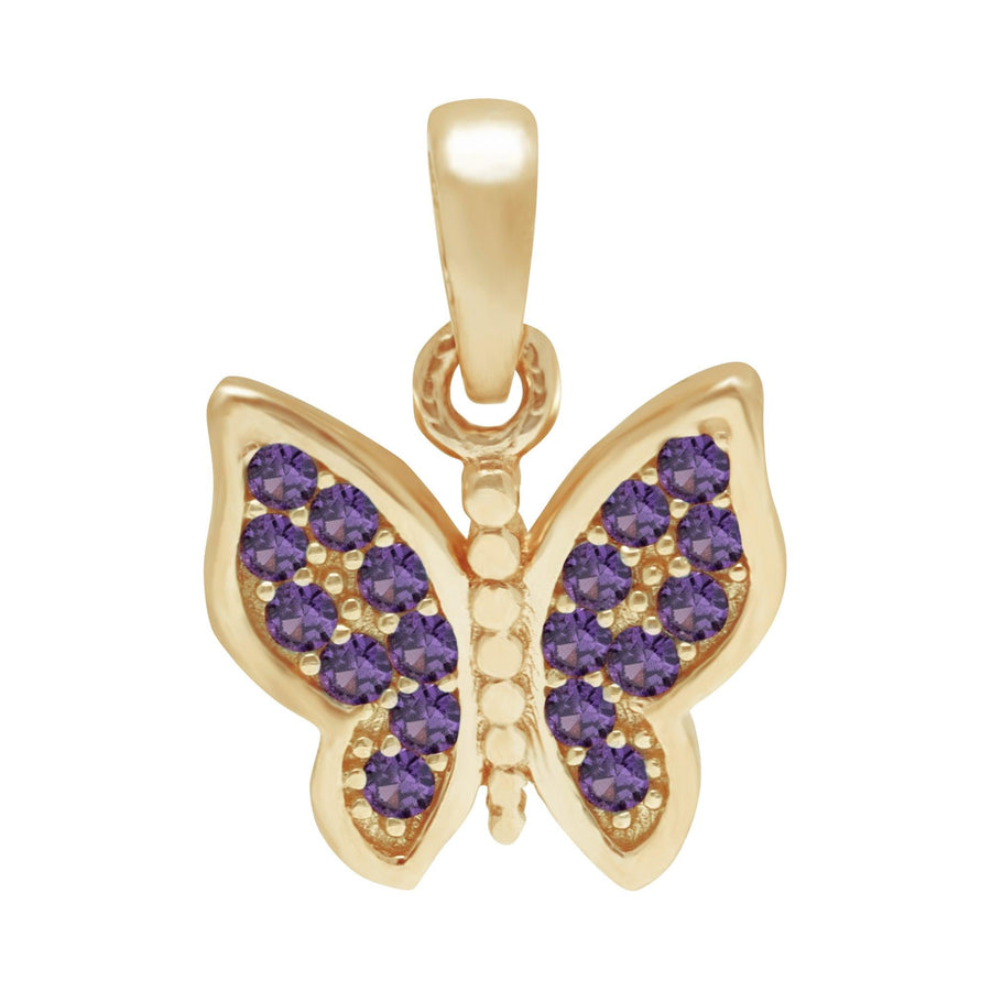 10KT Gold Coloured Butterfly Pendant 050 Pendant Bijoux Signé Luxo Purple 