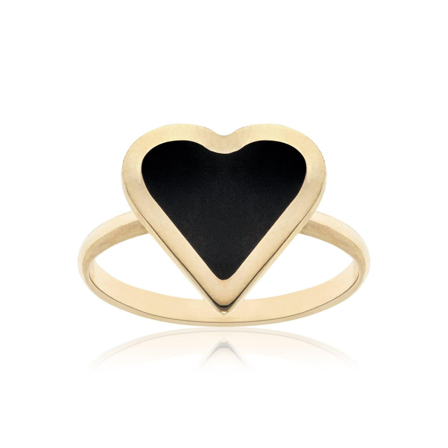 10KT Gold Coloured Heart Ring 097 Ring Bijoux Signé Luxo 5 Black 