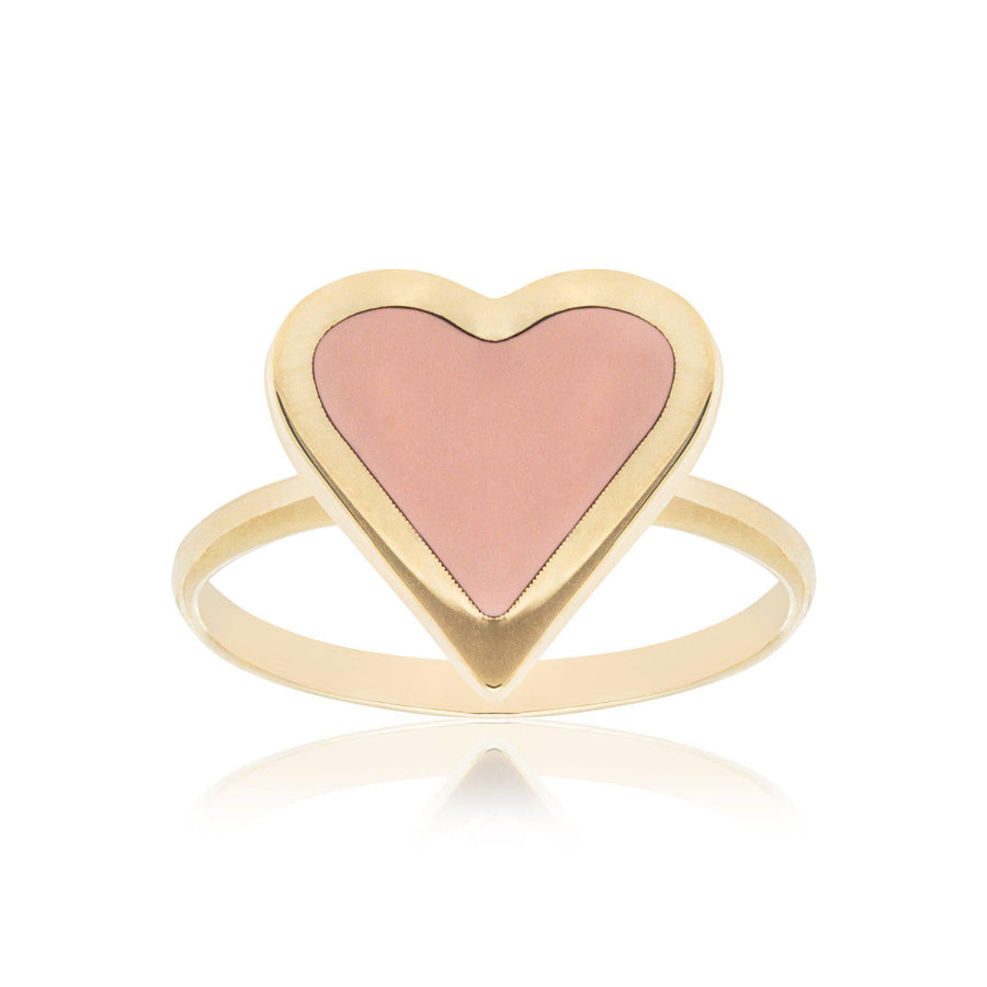 10KT Gold Coloured Heart Ring 097 Ring Bijoux Signé Luxo 5 Pink 