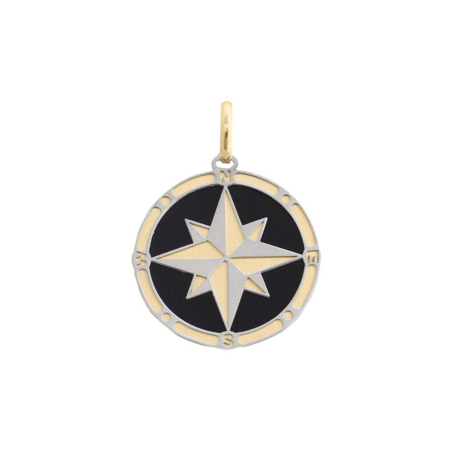 10KT Gold Compass Pendant 029 Pendant Bijoux Signé Luxo Black Onyx 