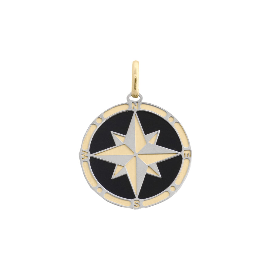 10KT Gold Compass Pendant 035 Pendant Bijoux Signé Luxo Black 