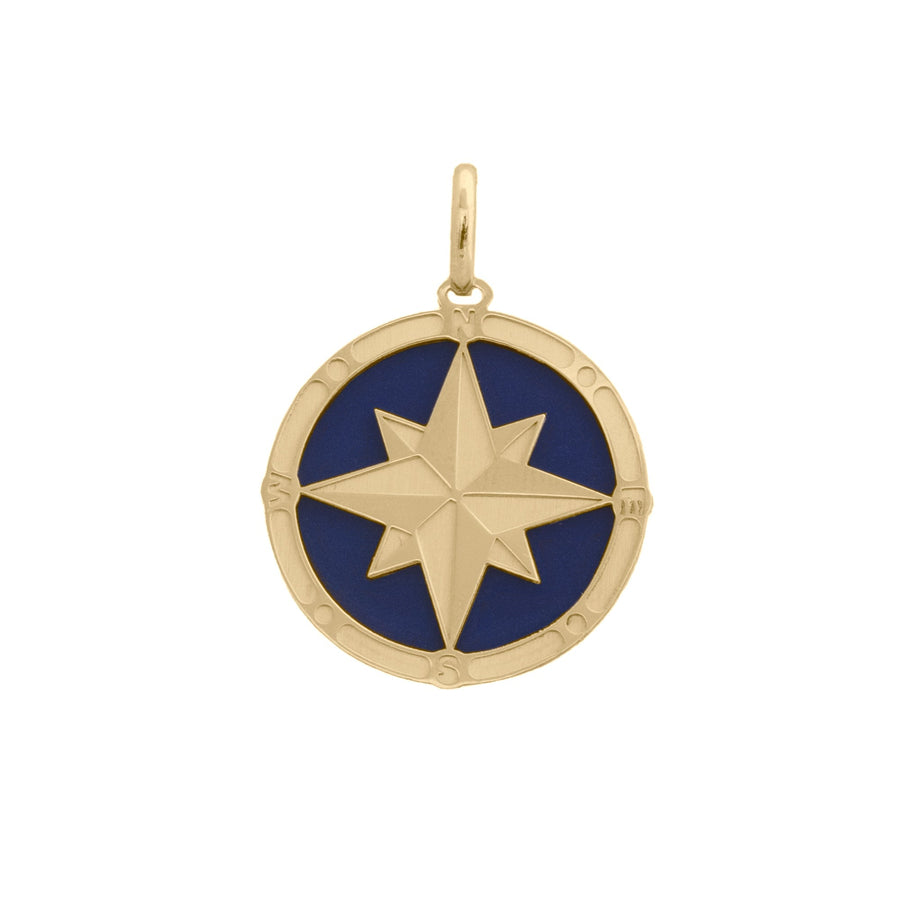10KT Gold Compass Pendant 035 Pendant Bijoux Signé Luxo Blue 