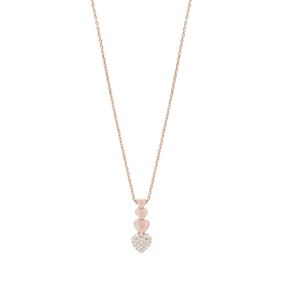 10KT Gold Dangling Hearts Necklace 012 Necklace Bijoux Luxo Rose Gold 