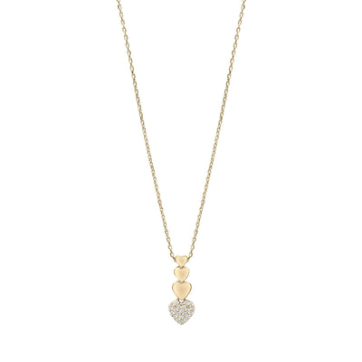 10KT Gold Dangling Hearts Necklace