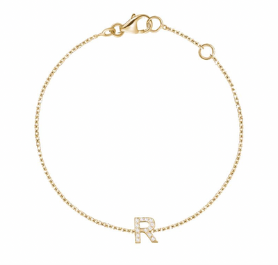 10KT Gold Diamond Initial Bracelet