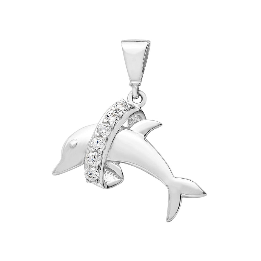 10KT Gold Dolphin Pendant 016 Pendant Bijoux Signé Luxo White 